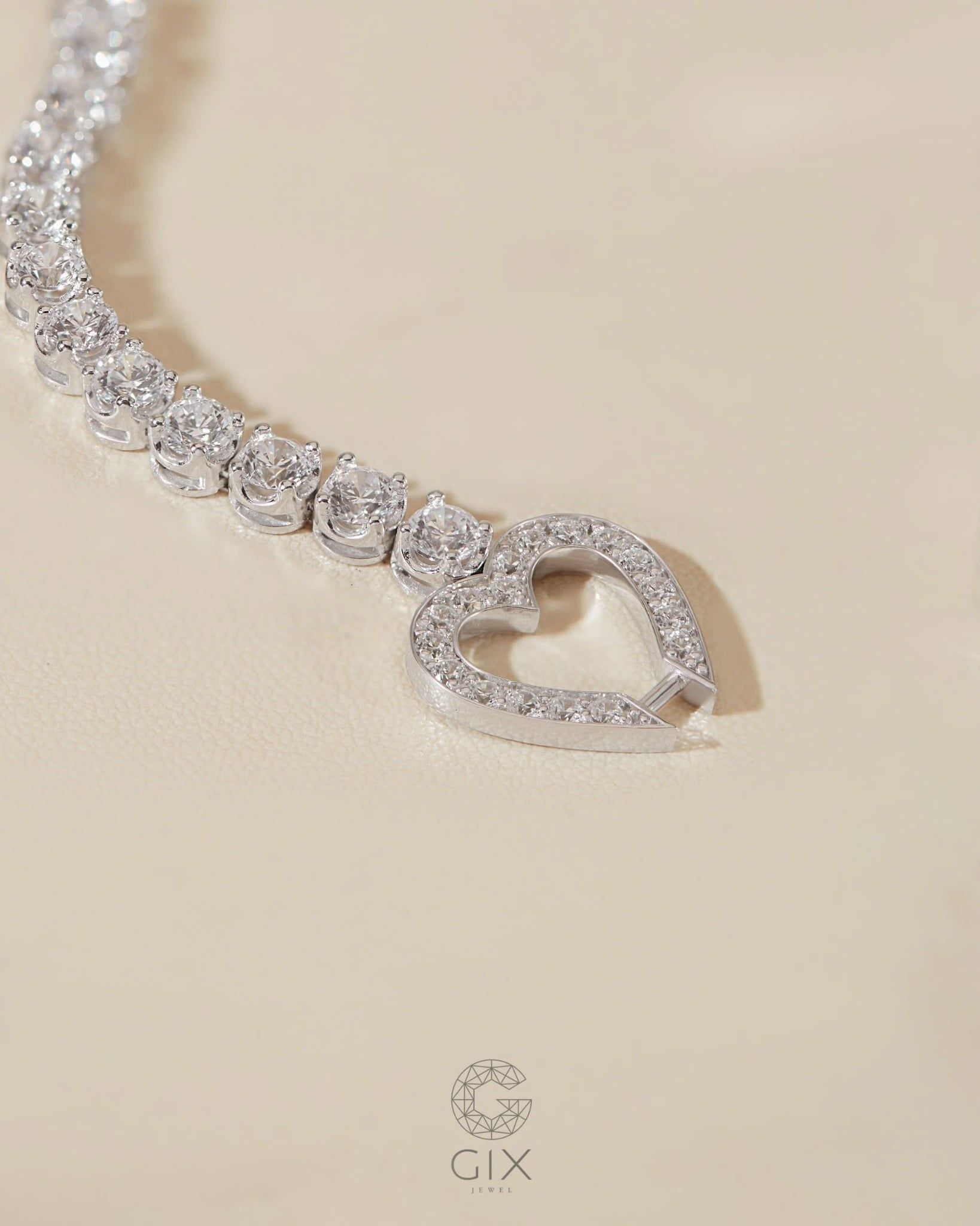  Lắc tay tennis trái tim đính đá 4mm cao cấp | Gix Jewel 