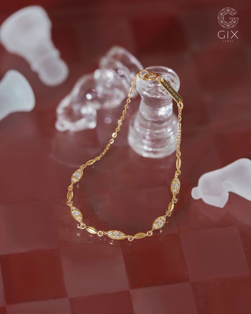  Lắc tay vàng tây nữ đẹp đơn giản sợi mảnh đính đá | Gix Jewel 