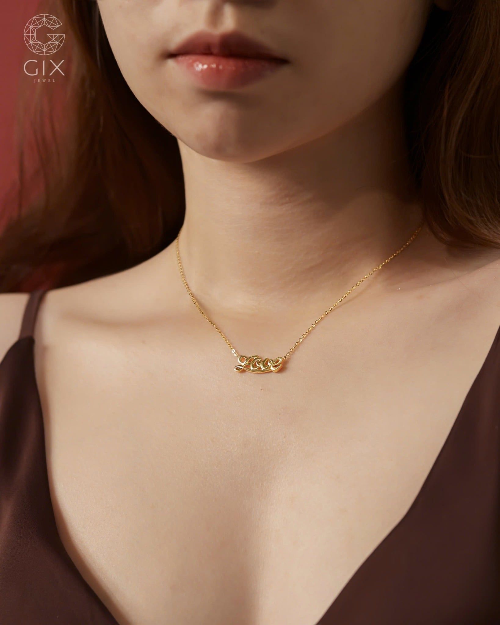  Dây chuyền vàng tây nữ đẹp hình chữ love | Gix Jewel 