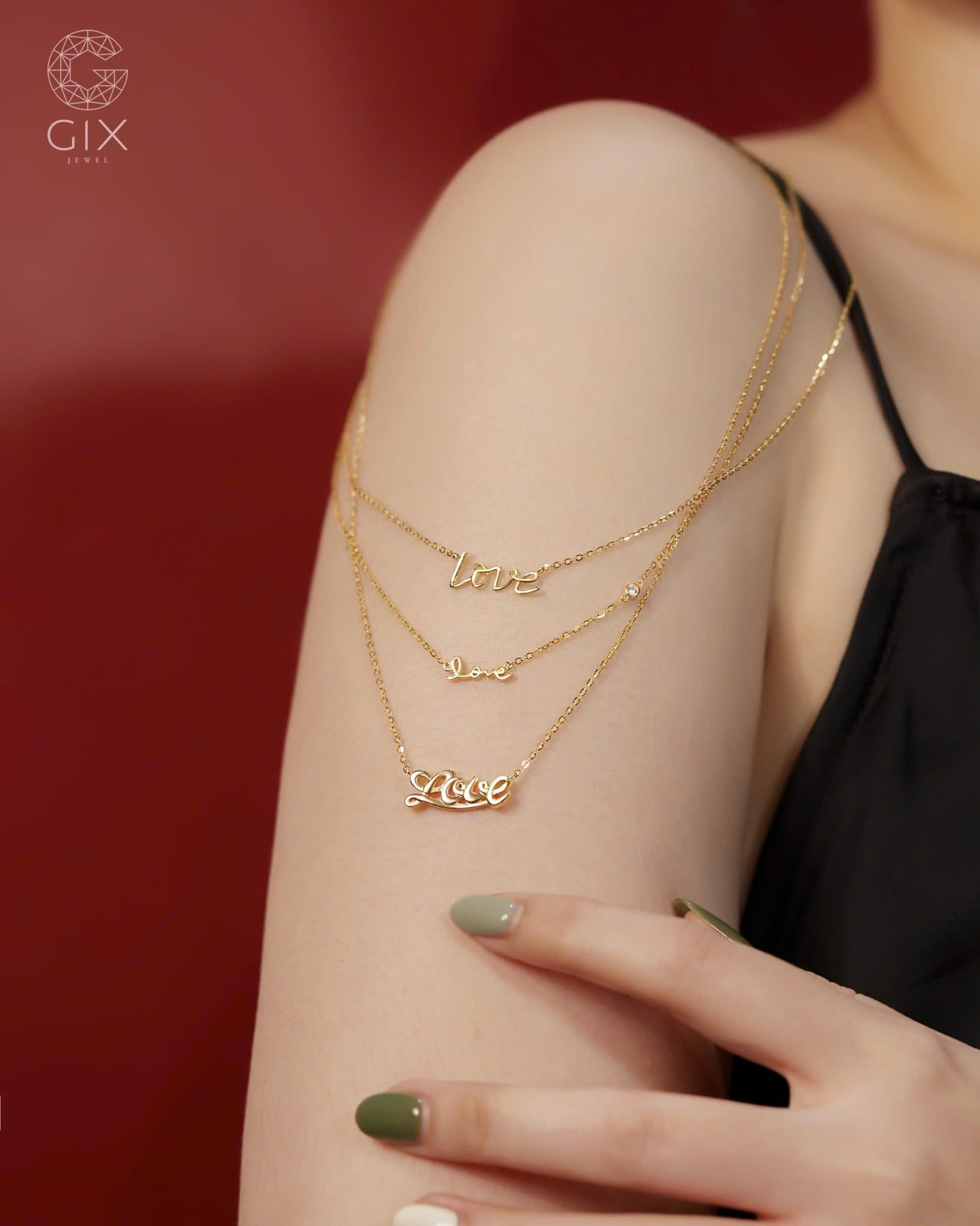  Dây chuyền vàng tây nữ đẹp hình chữ love | Gix Jewel 