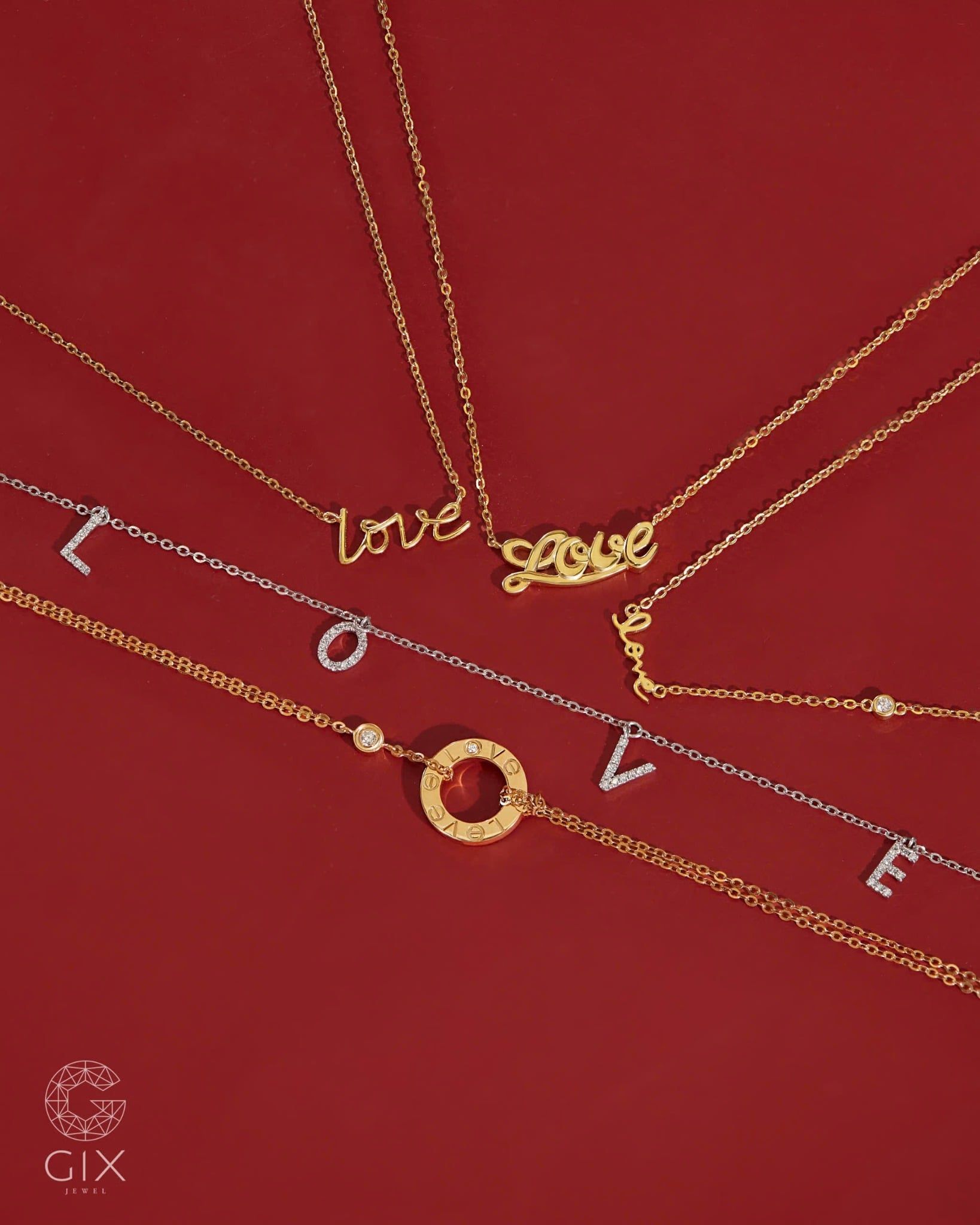  Dây chuyền khắc chữ love vàng tây cho nữ | Gix Jewel 