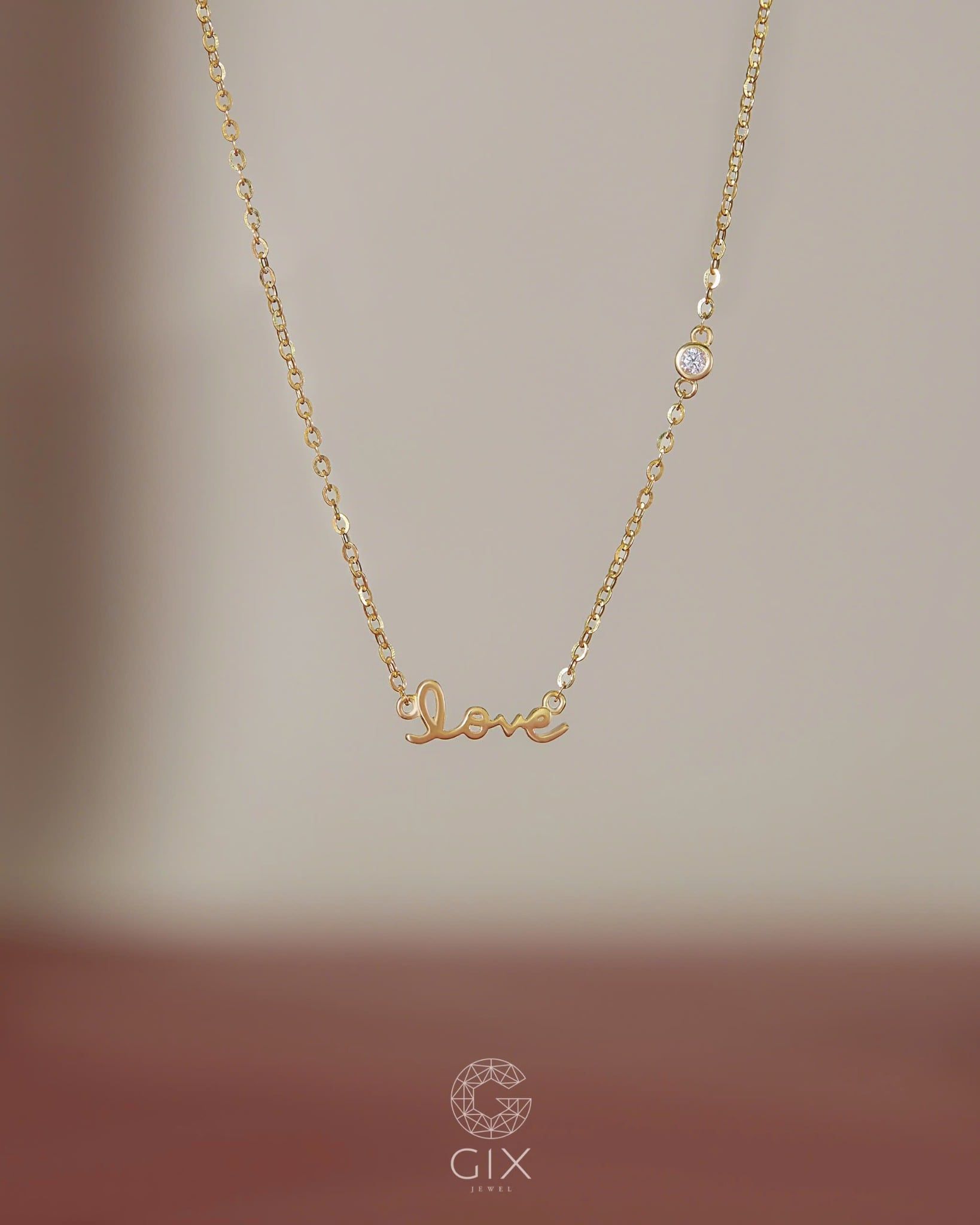  Dây chuyền chữ love vàng tây nữ đẹp đính đá cao cấp | Gix Jewel 
