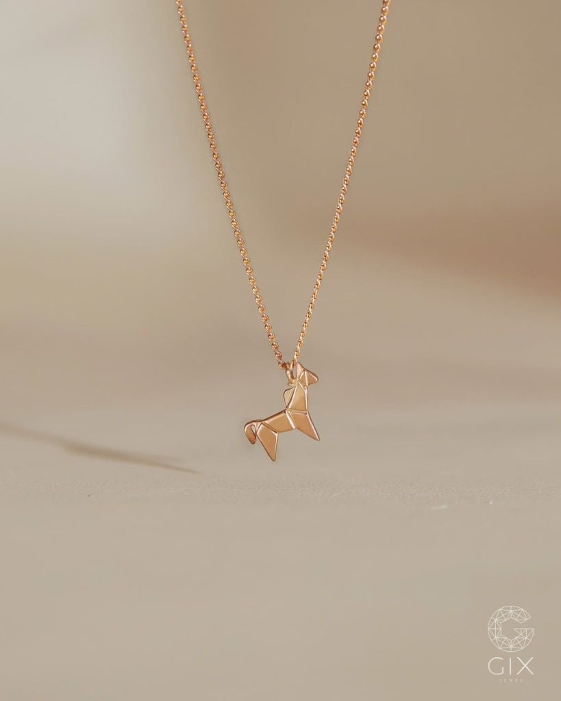  Dây chuyền ngựa Orgami bạc 925 & vàng tây sợi mảnh đẹp | Gix Jewel 