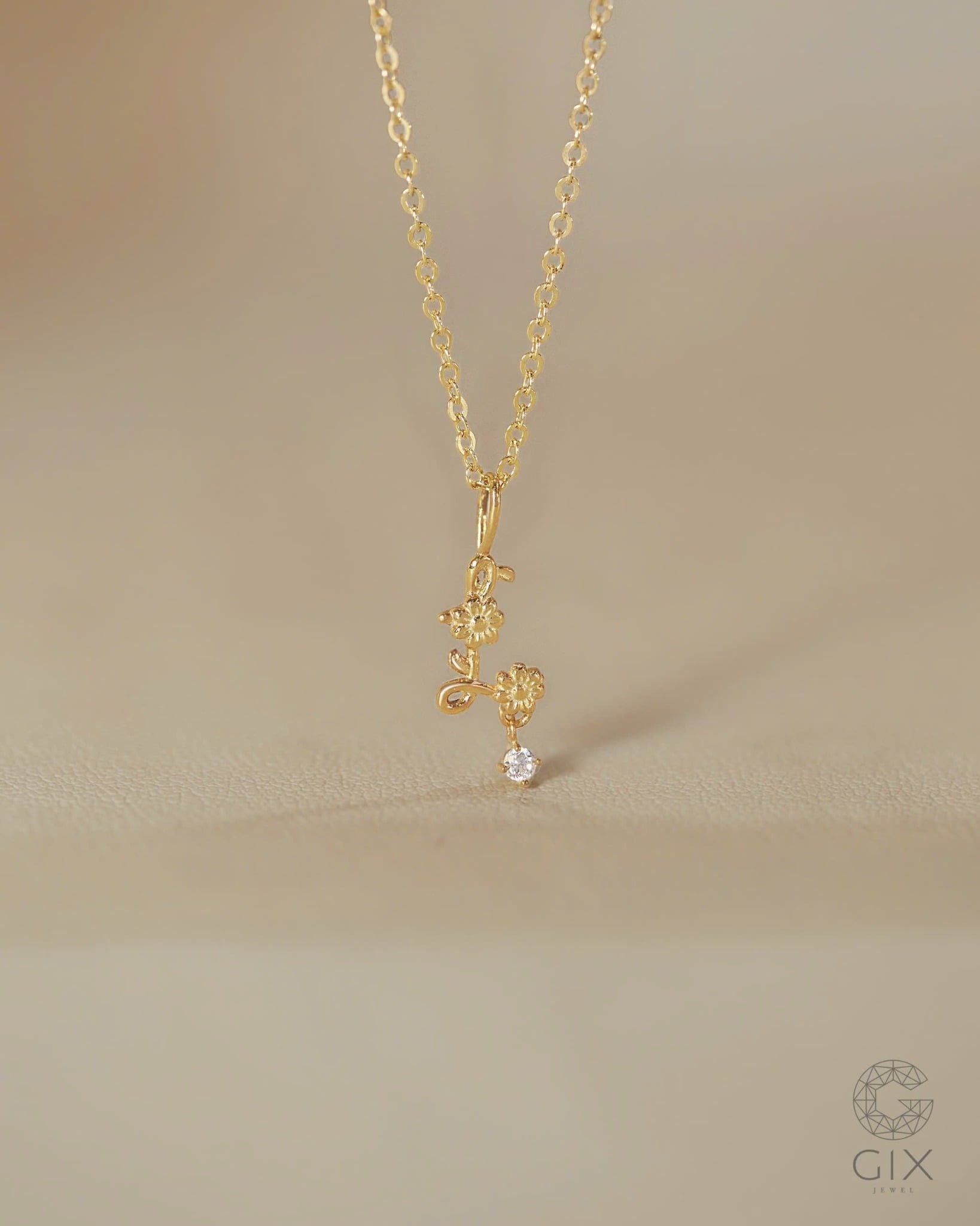  Dây chuyền chữ có hoa bạc 925 & vàng tây sợi mảnh - Name In Bloom | Gix Jewel 