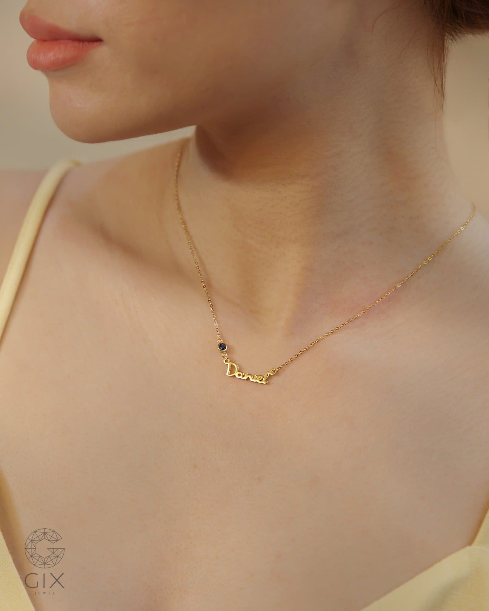  Dây chuyền tên cho nam nữ bạc 925 & vàng tây 18k đính đá birthstone | Gix Jewel 