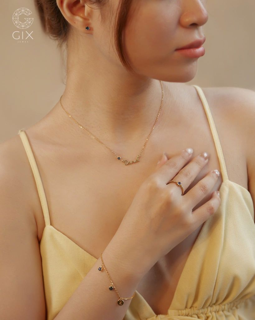  Dây chuyền tên cho nam nữ bạc 925 & vàng tây 18k đính đá birthstone | Gix Jewel 