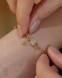 Vòng tay đôi tình yêu cho nam nữ sợi xích vàng 18k & bạc 925 gắn charm vàng trái tim và chữ Gix 