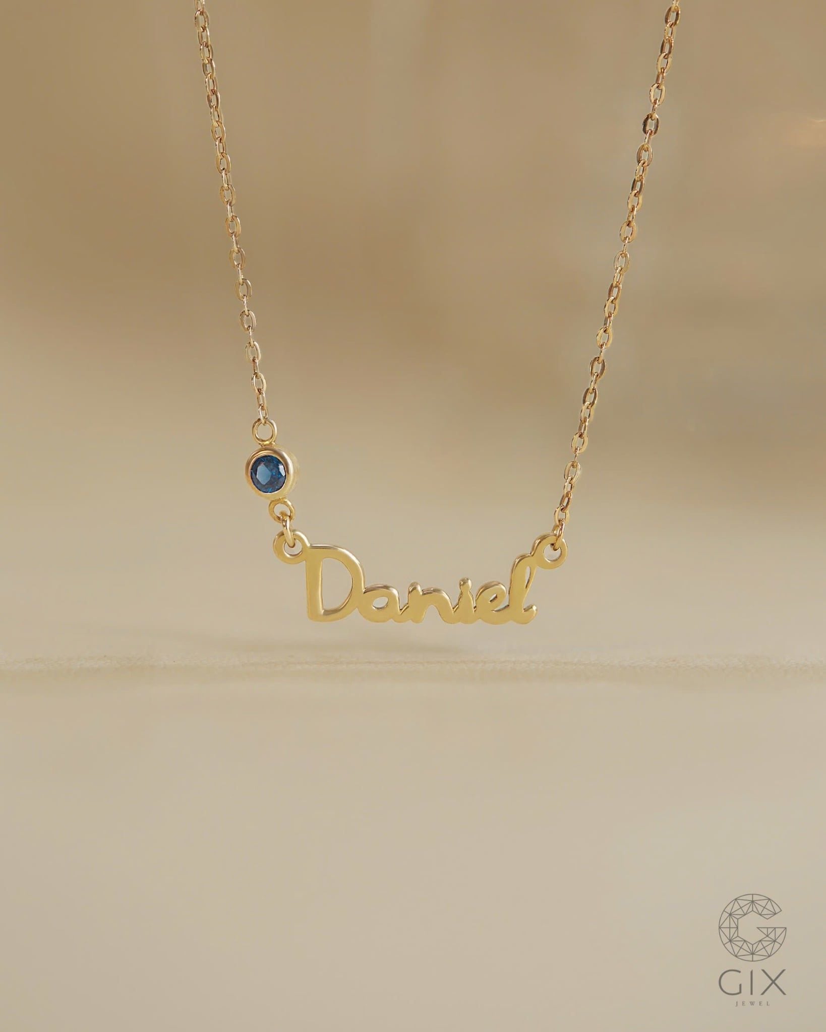  Dây chuyền tên cho nam nữ bạc 925 & vàng tây 18k đính đá birthstone | Gix Jewel 