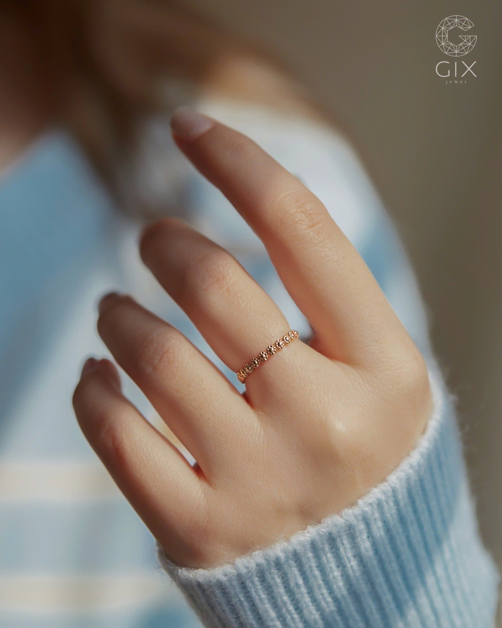  Nhẫn vàng nữ họa tiết hình hoa tiny đẹp | Gix Jewel 