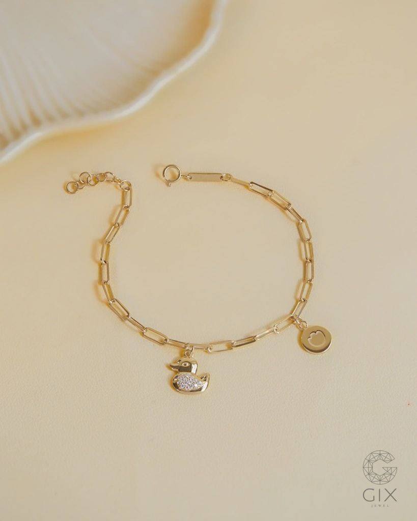  Vòng tay mắc xích vàng tây & bạc 925  gắn charm theo yêu cầu | Gix Jewel 