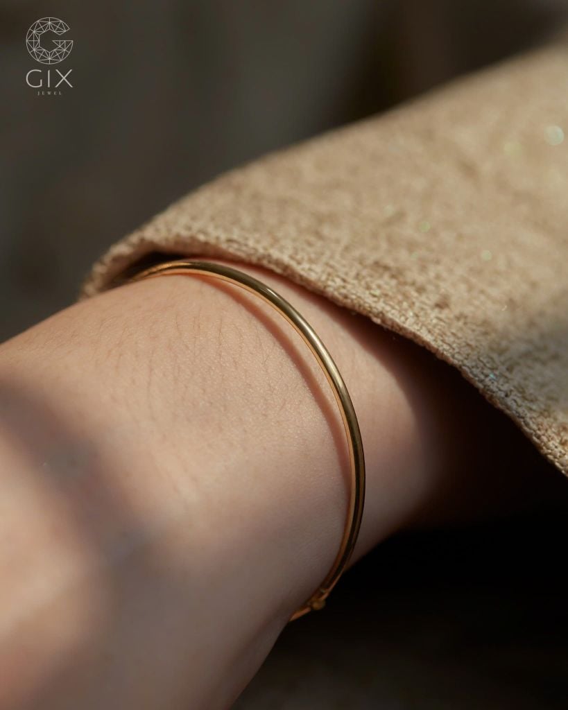  Vòng tay kiềng trơn nguyên khối vàng tây & bạc 925 cho nữ | Gix Jewel 