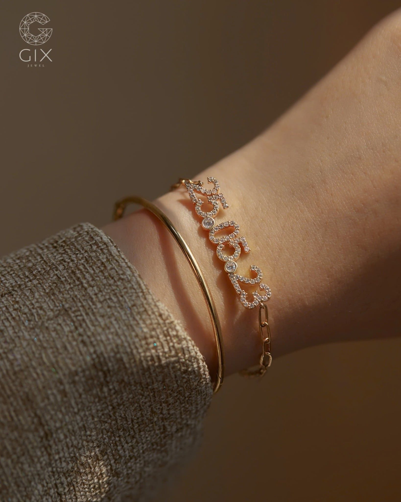  Vòng tay kiềng trơn nguyên khối vàng tây & bạc 925 cho nữ | Gix Jewel 
