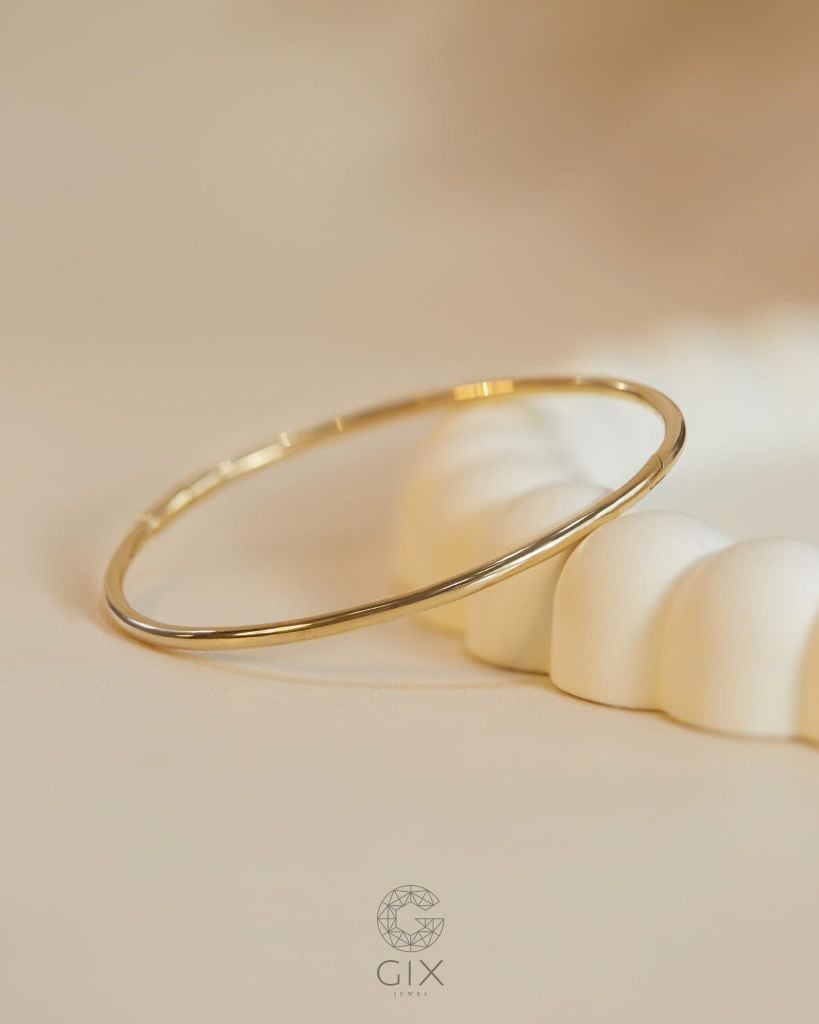  Vòng tay kiềng trơn nguyên khối vàng tây & bạc 925 cho nữ | Gix Jewel 