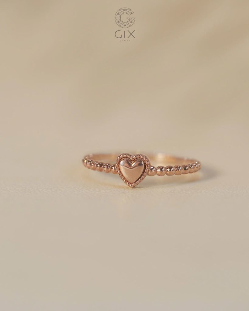  Nhẫn trái tim đai bi mảnh vàng tây cho nữ - Petite Amour | Gix Jewel 