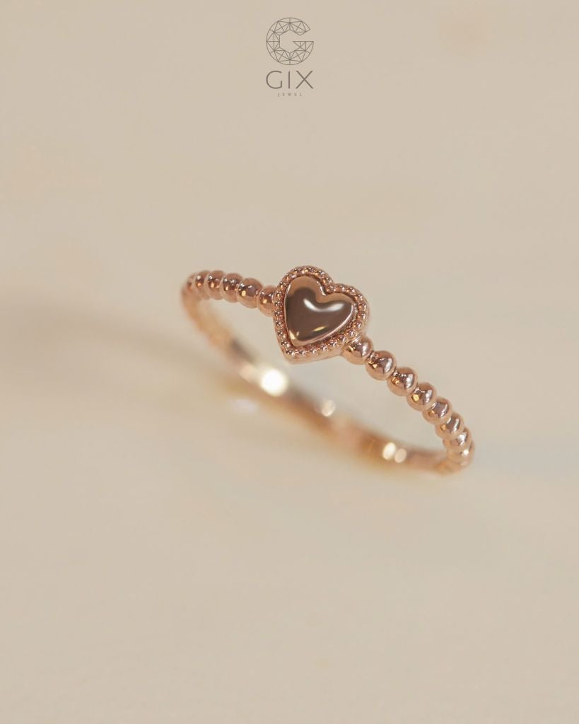 Nhẫn trái tim đai bi mảnh vàng tây cho nữ - Petite Amour | Gix Jewel