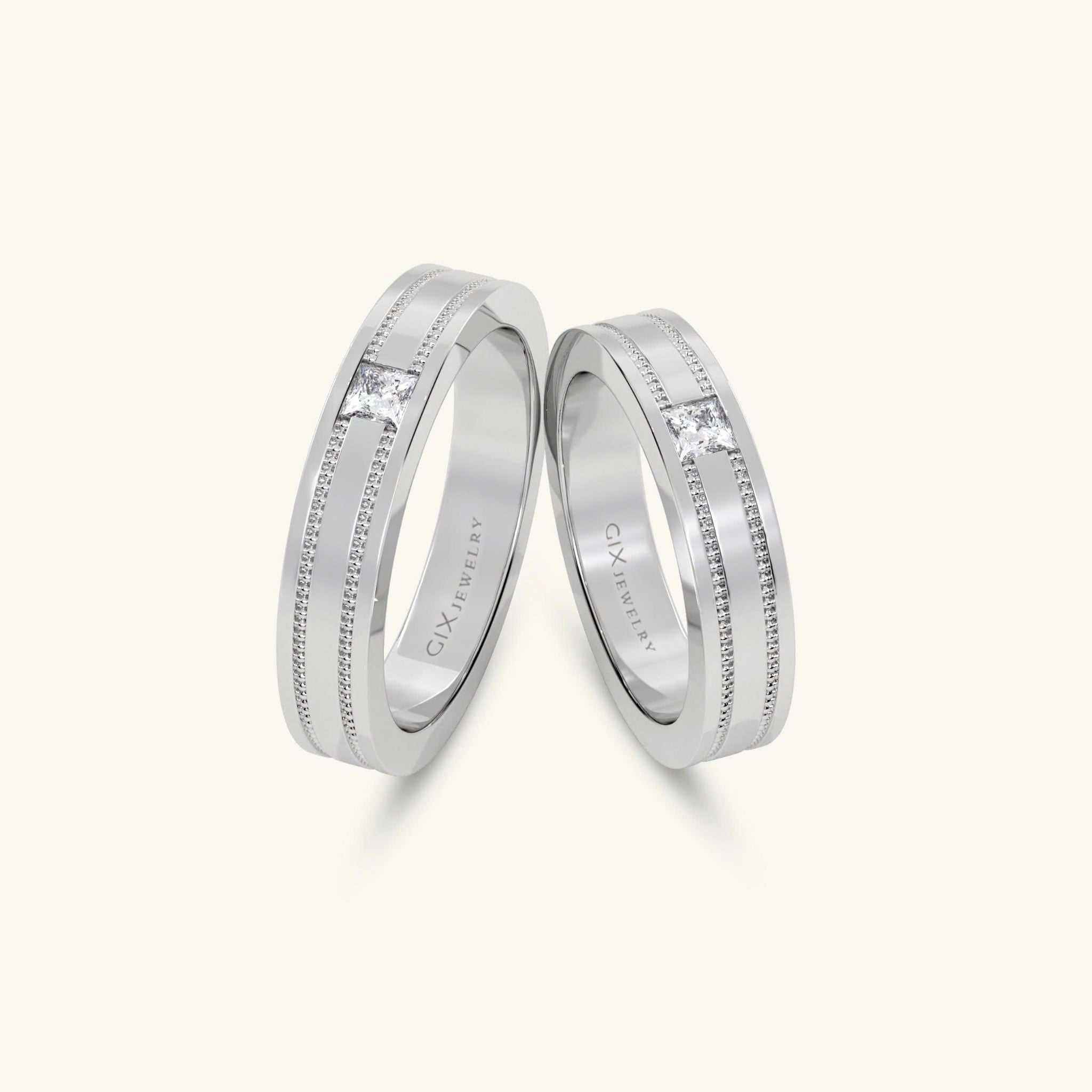  Nhẫn cưới vàng thiết kế đính đá baguette - GCR25050220 | Gix Jewel 