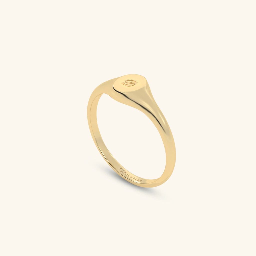  Nhẫn signet nam nữ bạc & vàng 18k - GNN25050161 | Gix Jewel 
