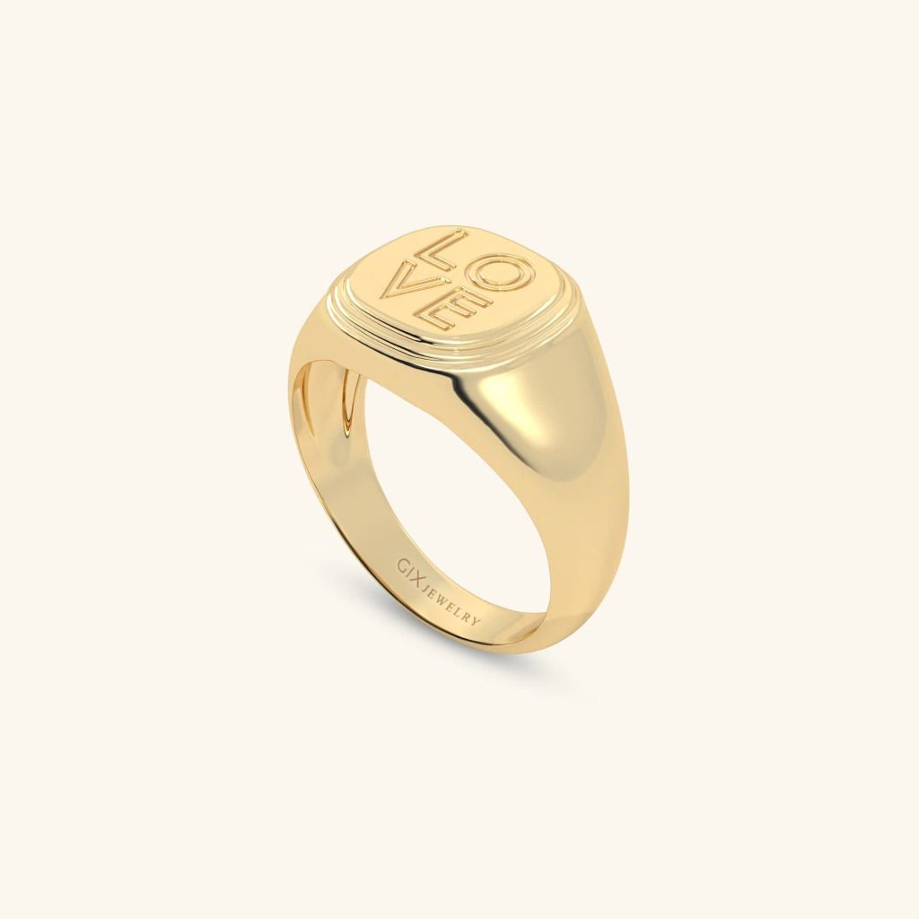  Nhẫn signet nam nữ bạc & vàng 18k - GNN25050165 | Gix Jewel 