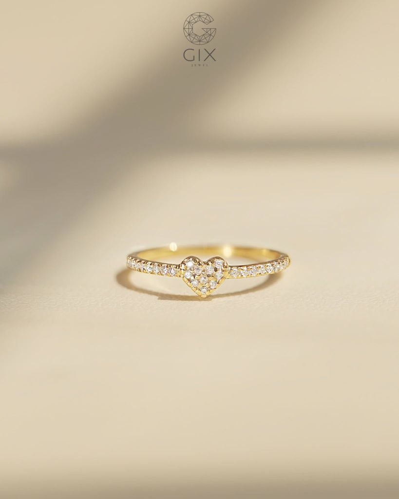  Nhẫn bạc nữ & vàng 18k hình trái tim đính đá cao cấp | Gix Jewel 