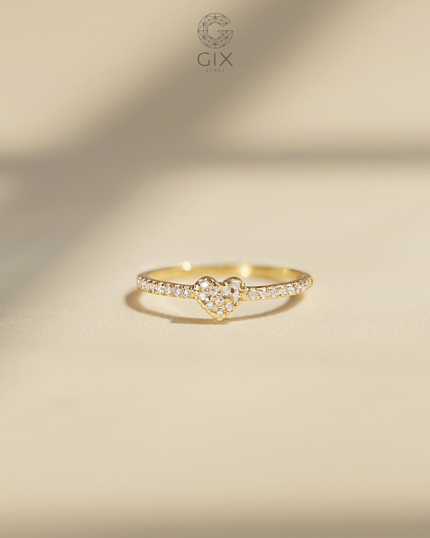 Nhẫn bạc nữ & vàng 18k hình trái tim đính đá cao cấp | Gix Jewel 