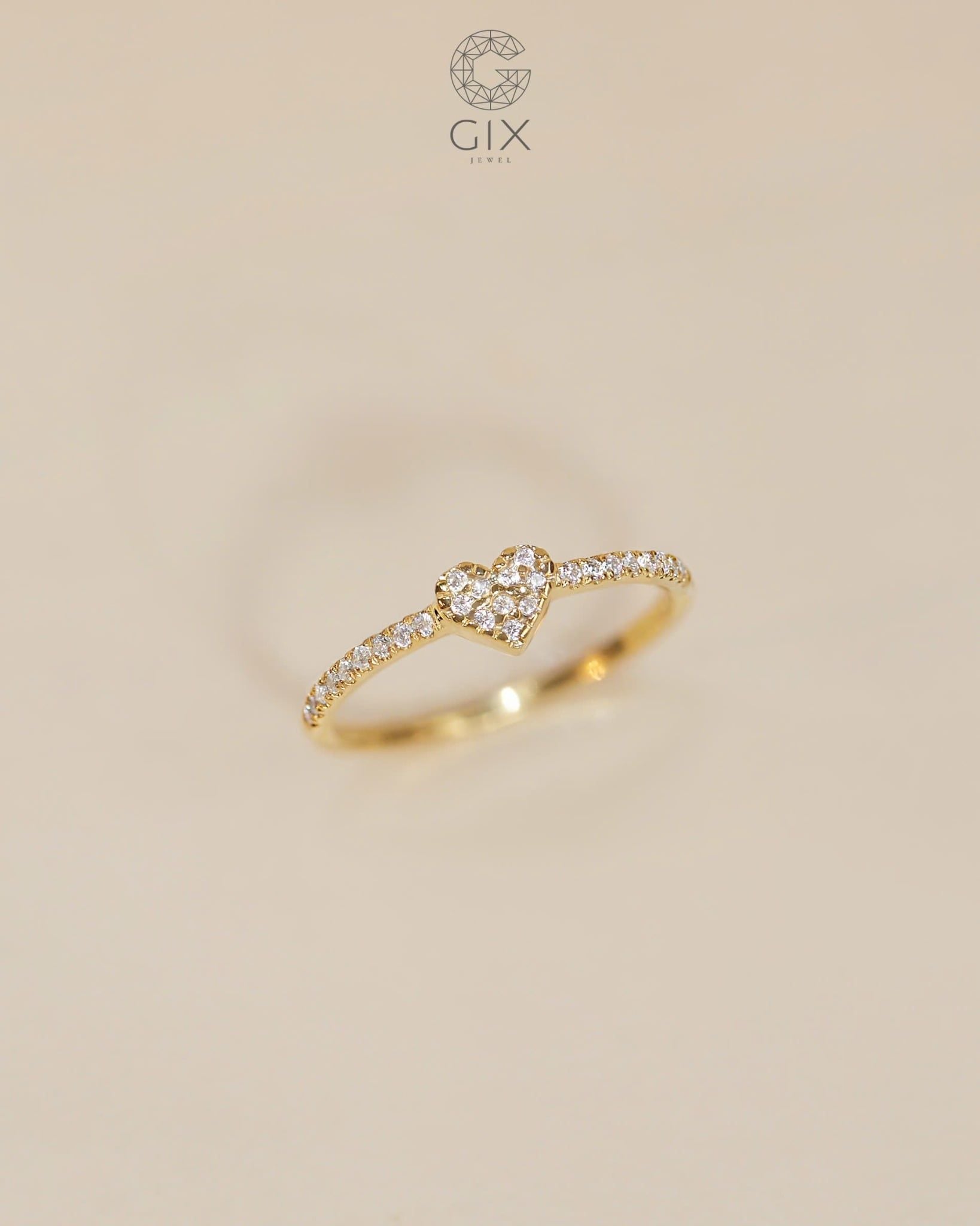  Nhẫn bạc nữ & vàng 18k hình trái tim đính đá cao cấp | Gix Jewel 