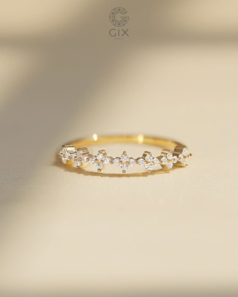  Nhẫn bạc nữ & vàng 18k hình hoa đính đá cao cấp | Gix Jewel 