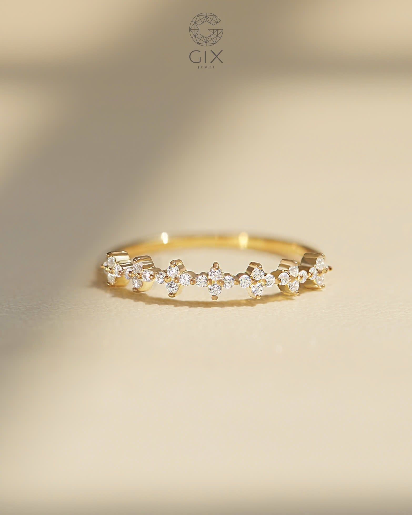  Nhẫn bạc nữ & vàng 18k hình hoa đính đá cao cấp | Gix Jewel 