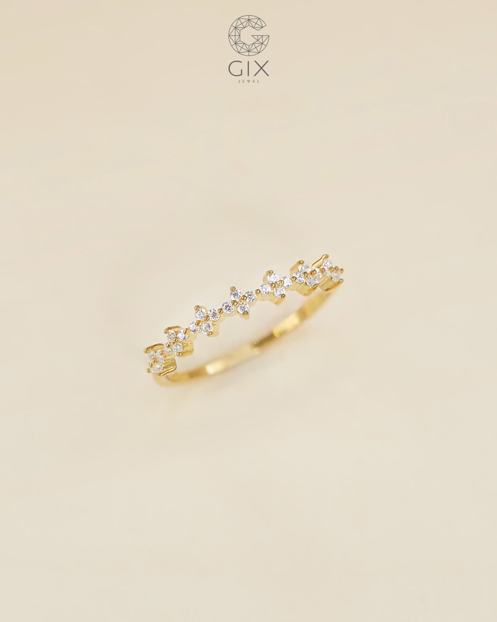  Nhẫn bạc nữ & vàng 18k hình hoa đính đá cao cấp | Gix Jewel 