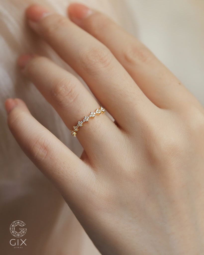  Nhẫn bạc nữ & vàng 18k hình hoa đính đá cao cấp | Gix Jewel 