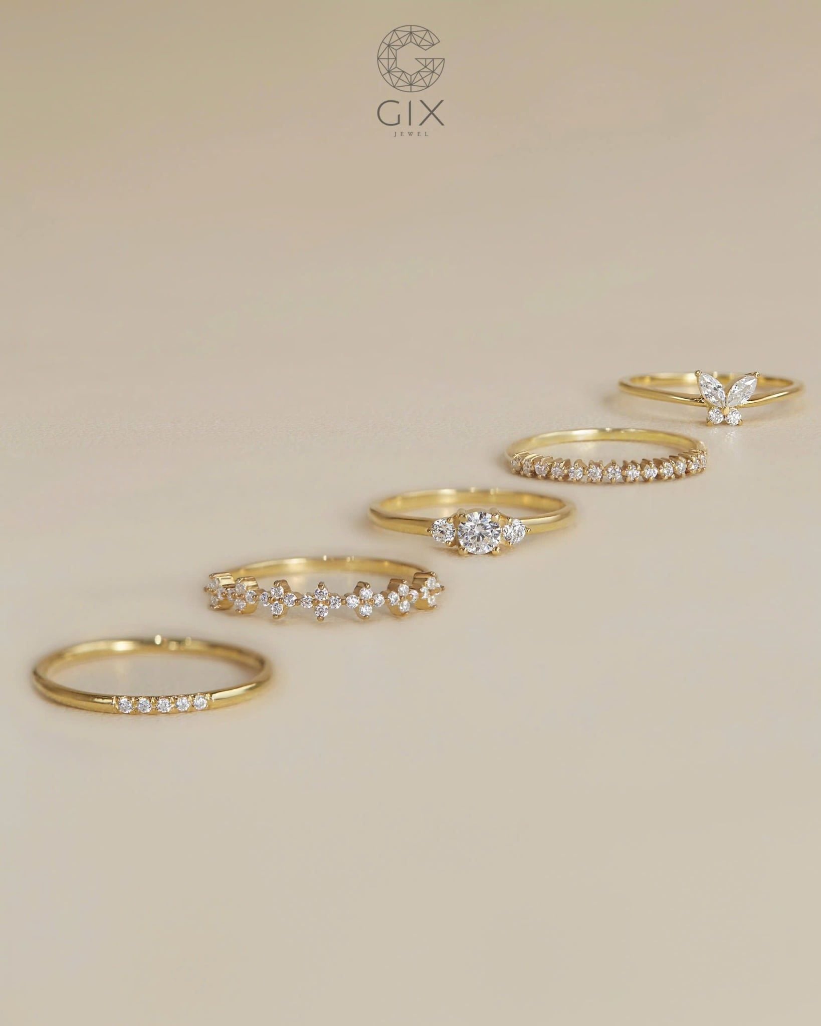  Nhẫn bạc nữ & vàng 18k hình hoa đính đá cao cấp | Gix Jewel 
