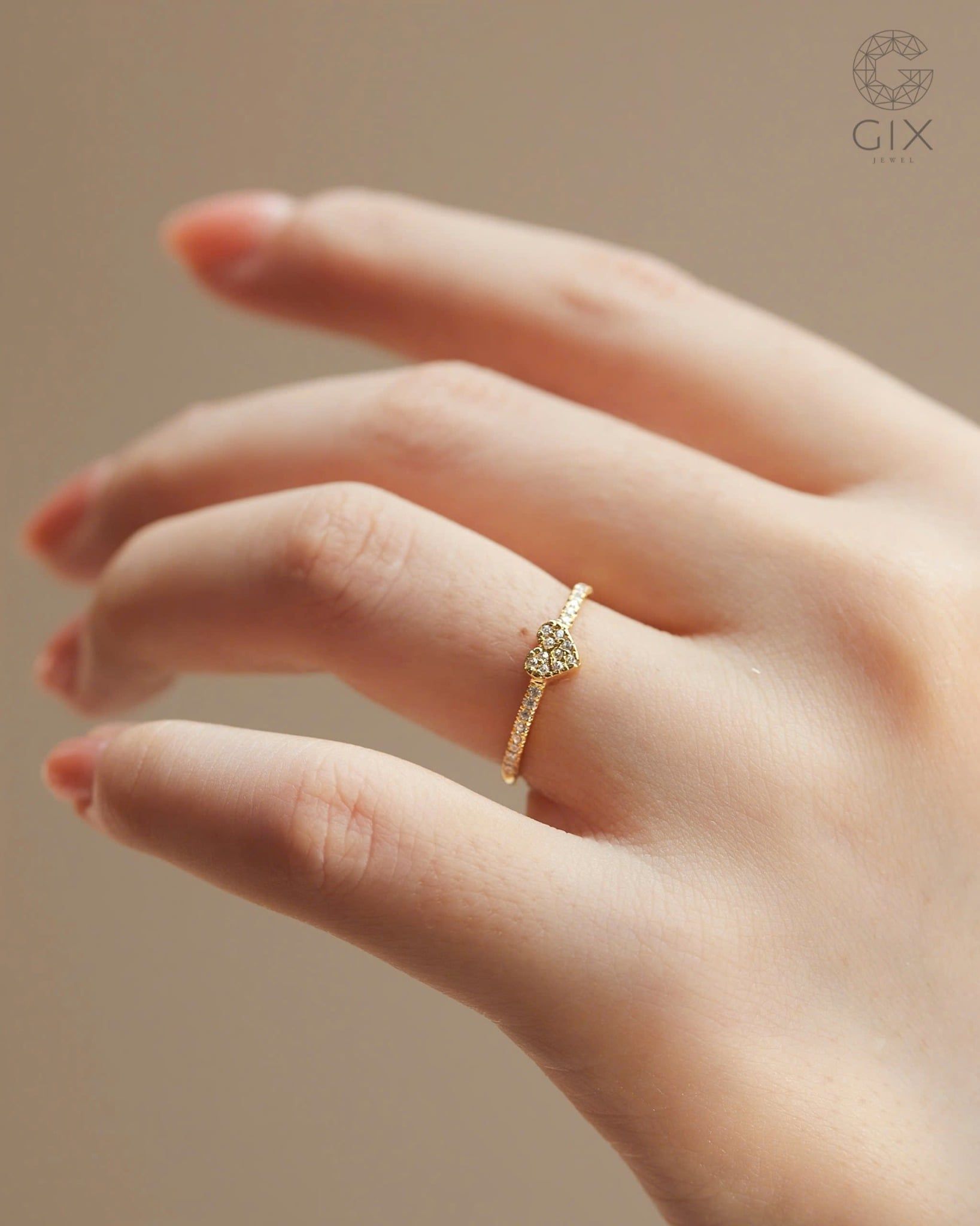  Nhẫn bạc nữ & vàng 18k hình trái tim đính đá cao cấp | Gix Jewel 