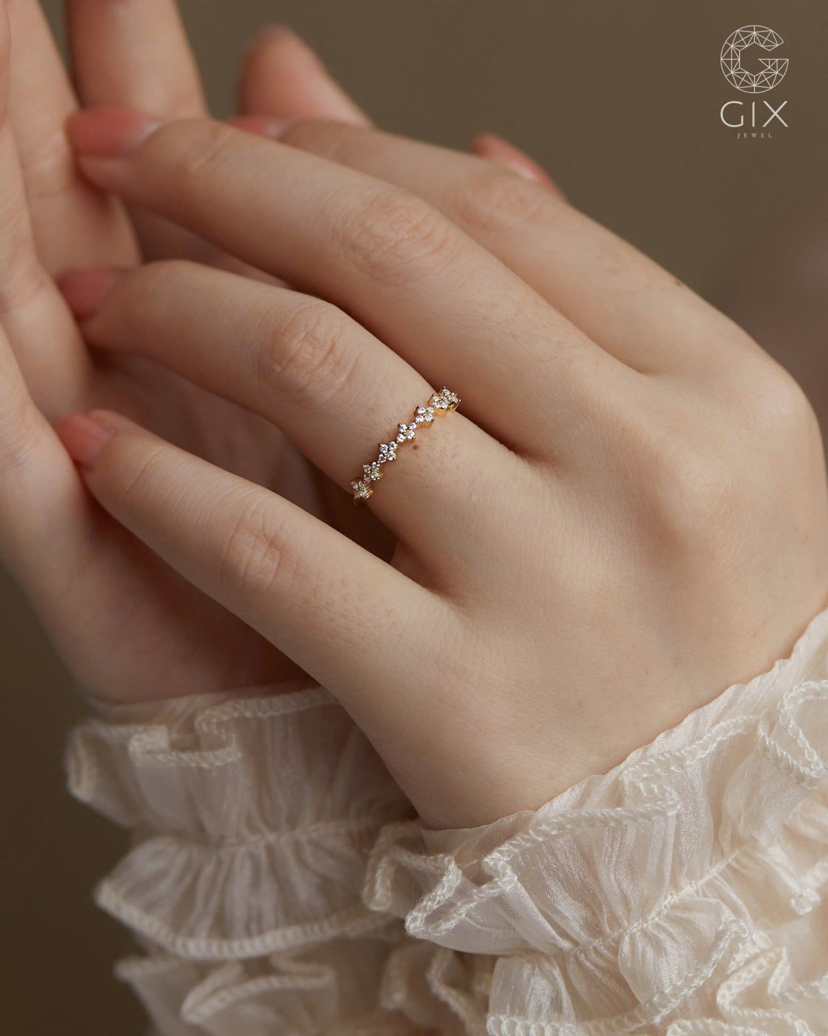  Nhẫn bạc nữ & vàng 18k hình hoa đính đá cao cấp | Gix Jewel 