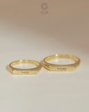  Nhẫn cưới khắc chữ theo tên vàng trắng 18k đặc biệt đính đá đẹp Gix Jewel 