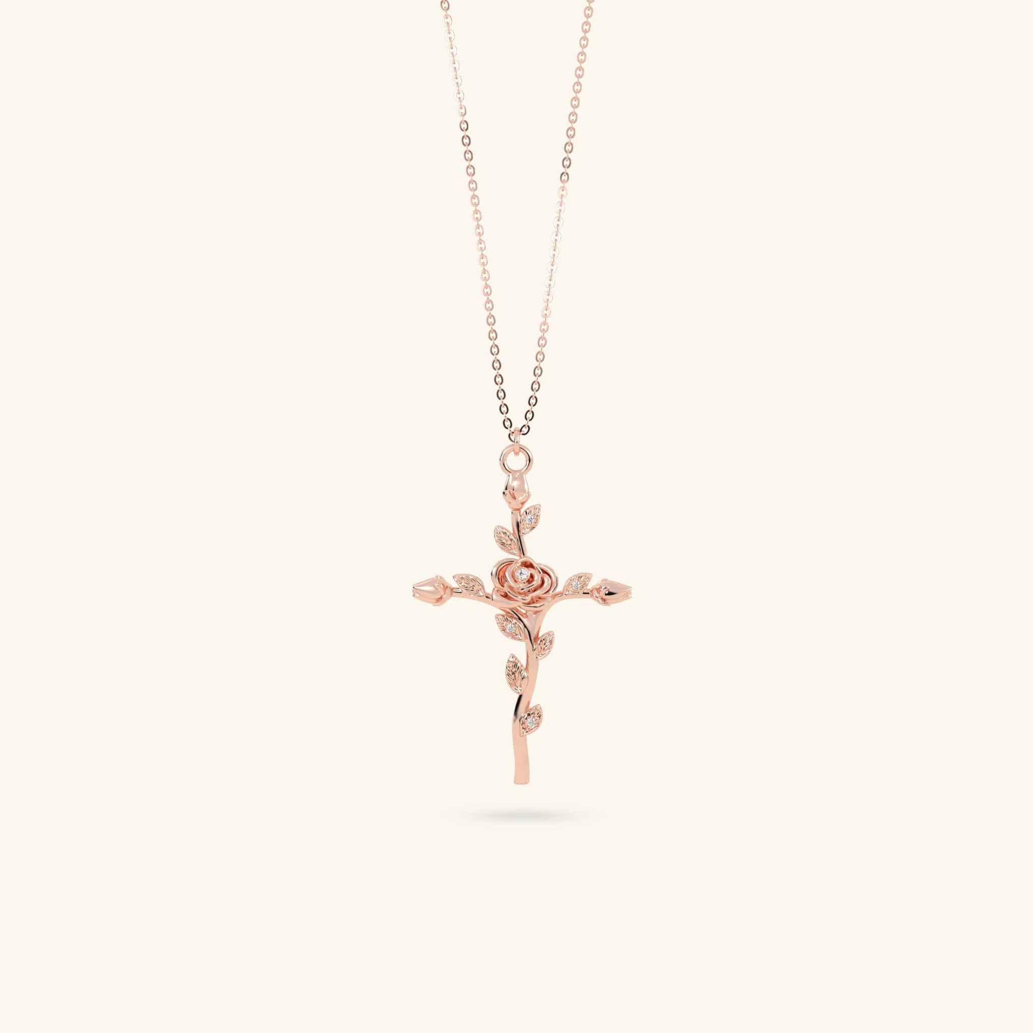  Dây chuyền thánh giá tạo dáng hình hoa hồng độc đáo | Gixjewel 