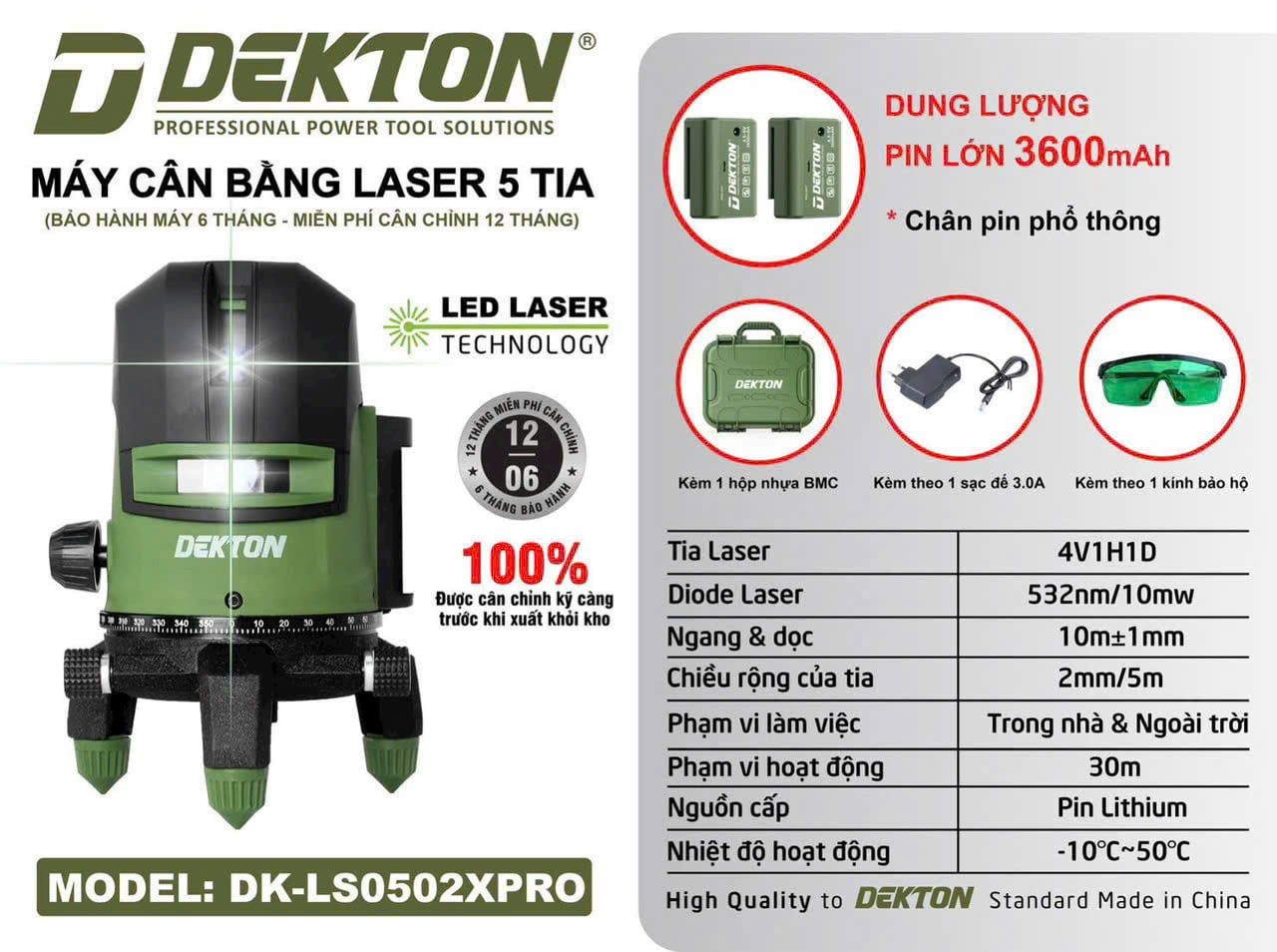  Máy cân bằng Laser 5 tia Dekton DK - LS 0502 XPRO 