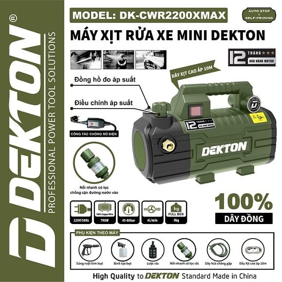  Máy xịt rửa xe mini Dekton DK - CWR 2200 XMAX 