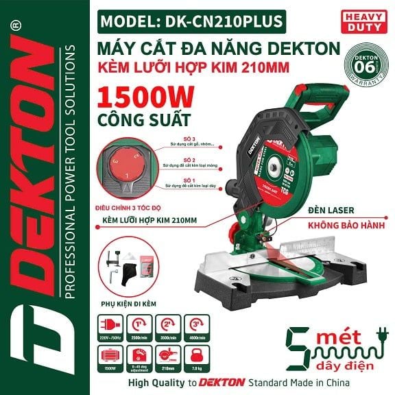  Máy cắt nhôm gỗ Dekton DK - CN 210 Plus - điều chỉnh 3 tốc độ 