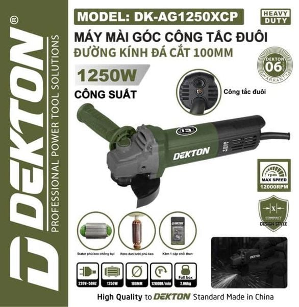  Máy Mài Góc Công Tắc Đuôi Dekton DK - AG1250XCP (1250W) 