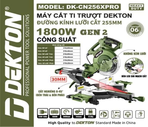  (LIÊN HỆ) Máy cắt nhôm trượt DEKTON DK - CN256XPRO 