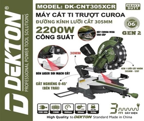  (LIÊN HỆ) Máy cắt nhôm trượt curoa DEKTON DK - CNT305XCR 