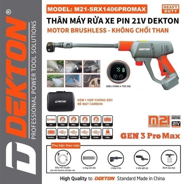  Máy rửa xe pin Dekton M21-SRX1406PROMAX 