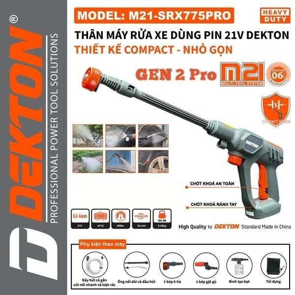 Máy rửa xe dùng pin Dekton M21 - SRX775XPRO 