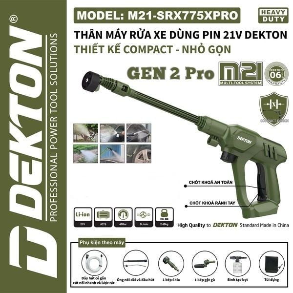  Máy rửa xe dùng pin Dekton M21 - SRX775XPRO 