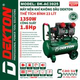 (Voucher Giảm Giá) Máy nén khí không dầu Dekton DK - AC3925 