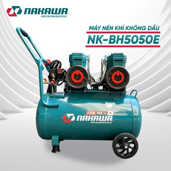  Máy nén khí không dầu NAKAWA NK-BH5050E - 50L - 5 HP - 2 đầu độc lập 