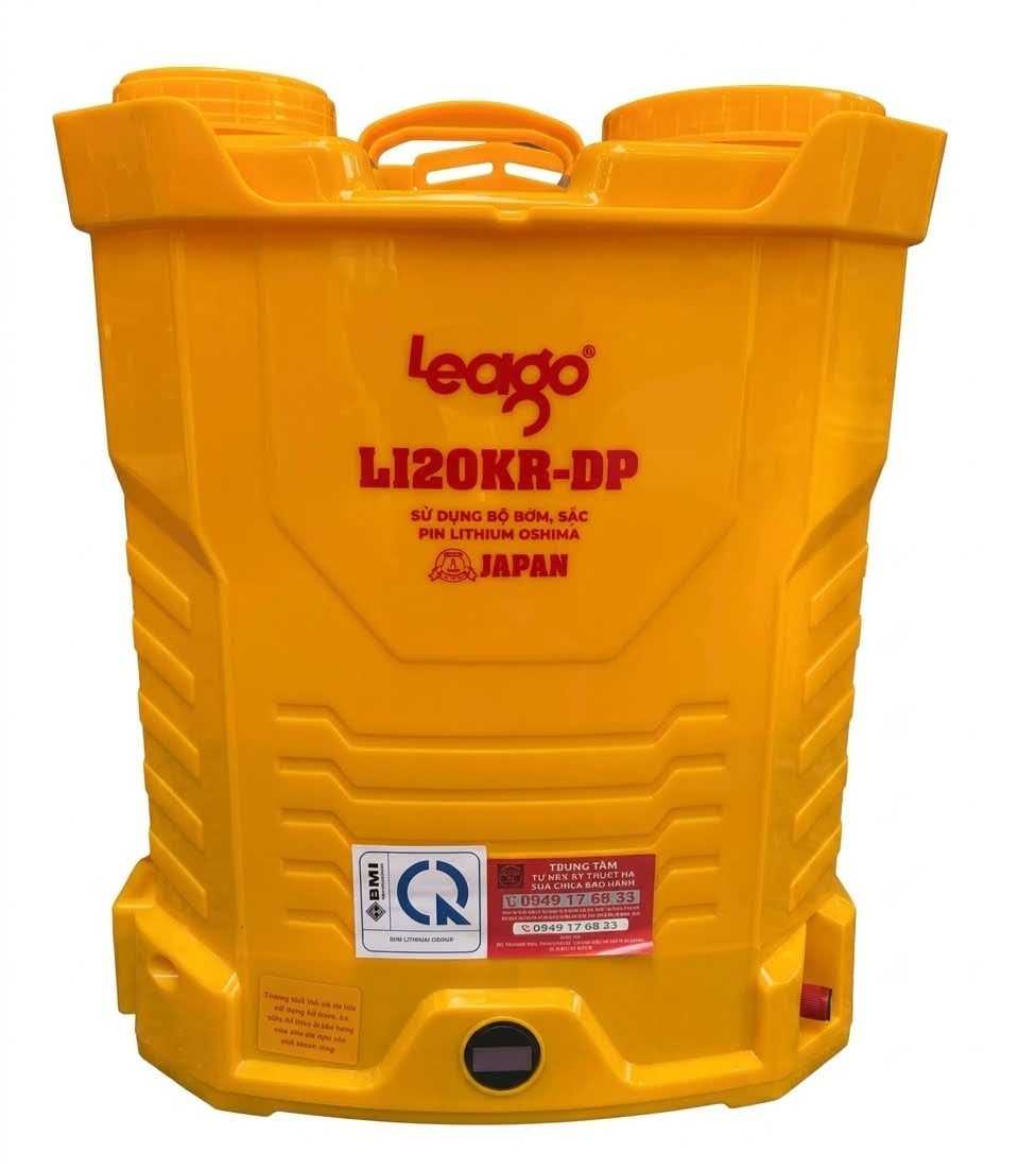  [BAO SHIP] Bình Xịt Điện LEAGO  LI20KR-DP - 20 lít - 2 bơm - Đảo thuốc - Pin lithum - Đồng hồ điện tử - Phun 40-60 bình/ lần sạc 