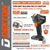  Thân Máy siết bu lông dùng pin Dekton M21 - IW 398 PLUS - Đầu khẩu 1/2 