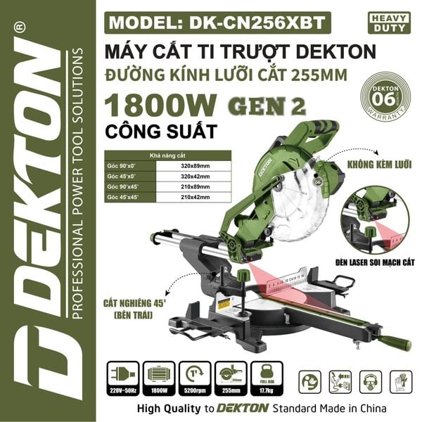  (KM 300K) Máy Cắt Ti Trượt Dekton DK - CN256XBT (Gen 2) 