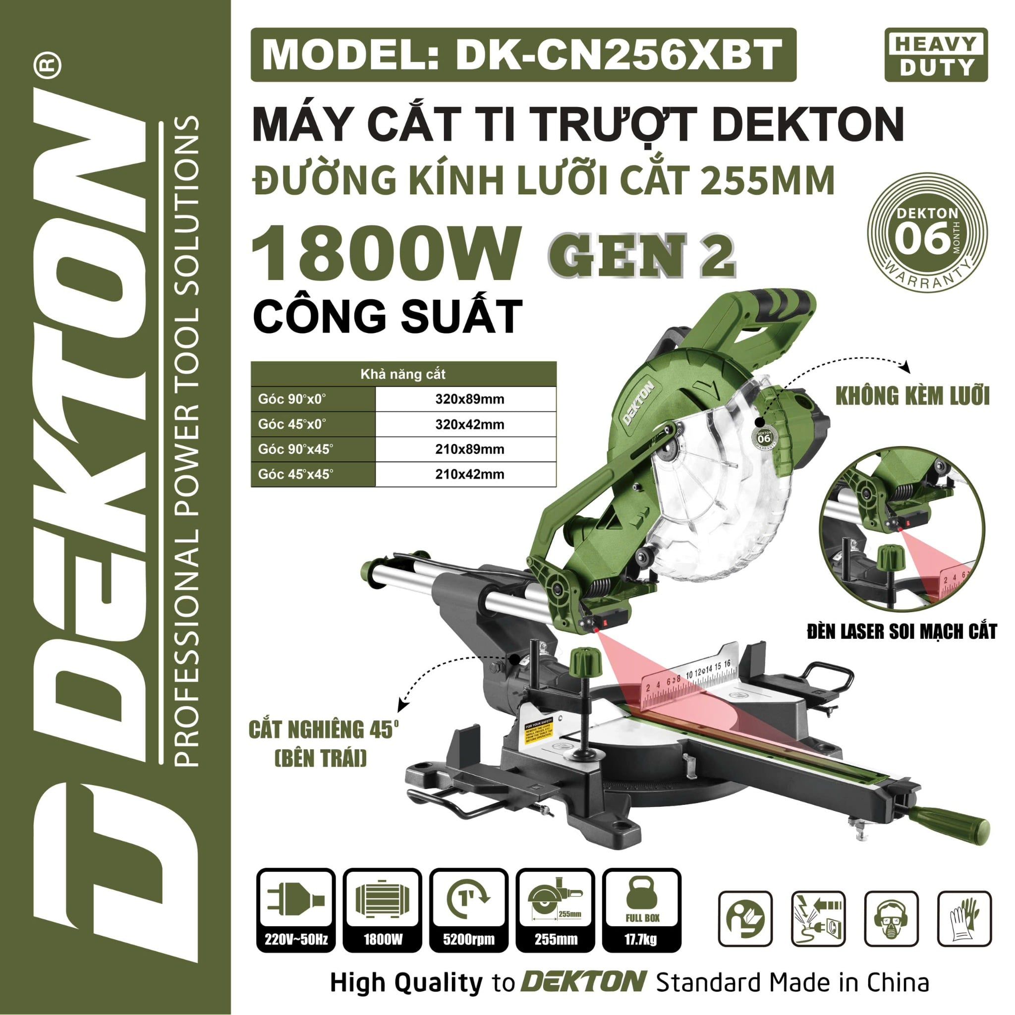  (KM 300K) Máy Cắt Ti Trượt Dekton DK - CN256XBT (Gen 2) 