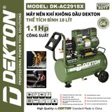  (VOUCHER GIẢM GIÁ) Máy nén khí không dầu DEKTON DK - AC2918X 
